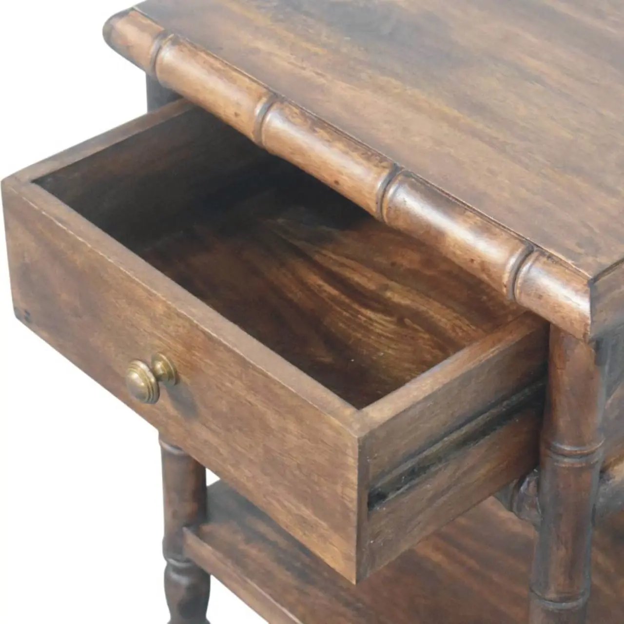 Solid Wood Bamboo Carved Bedside Table by HouseOfZazla