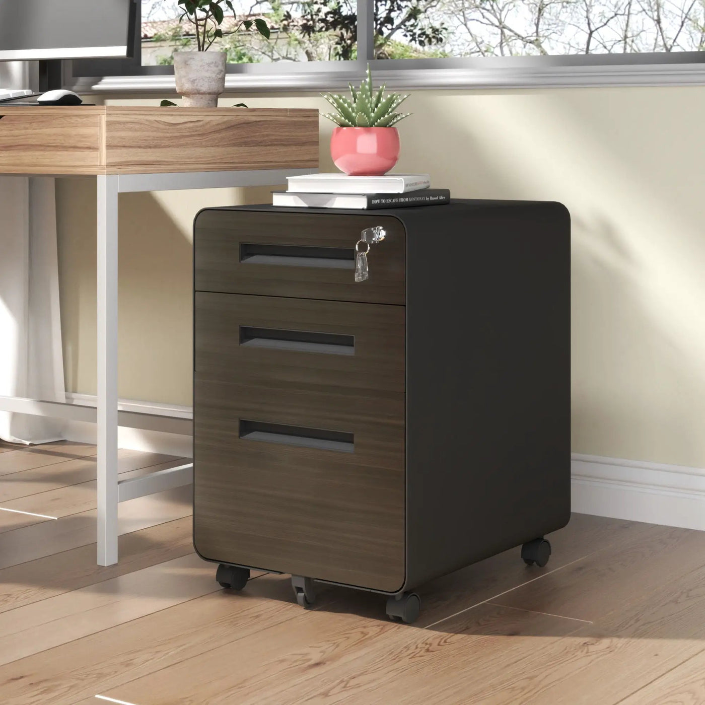 3-Drawer Mobile File Cabinet with Lock and Casters by HouseOfZazla