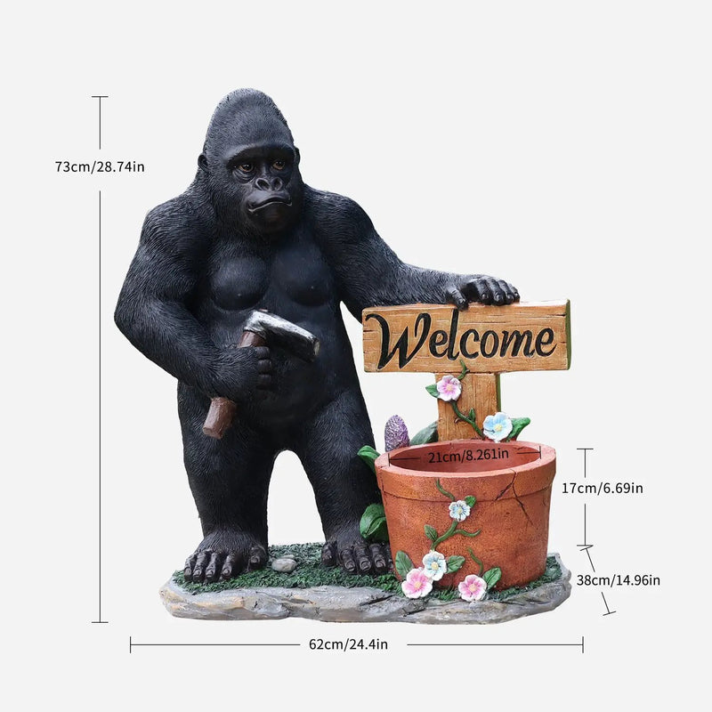 Outdoor Garden Sculpture Chimpanzees Flower Pot Planter by HouseOfZazla