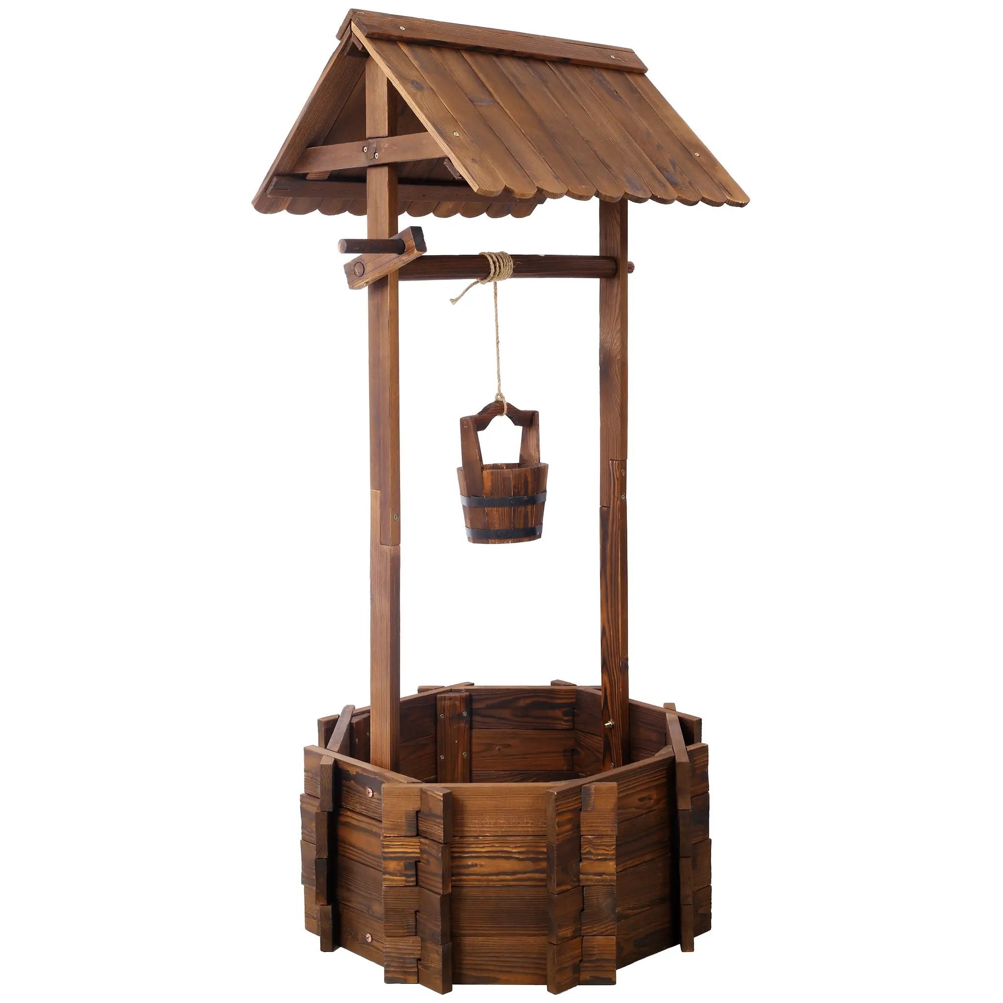 Rustic Wooden Wishing Well Planter by HouseOfZazla