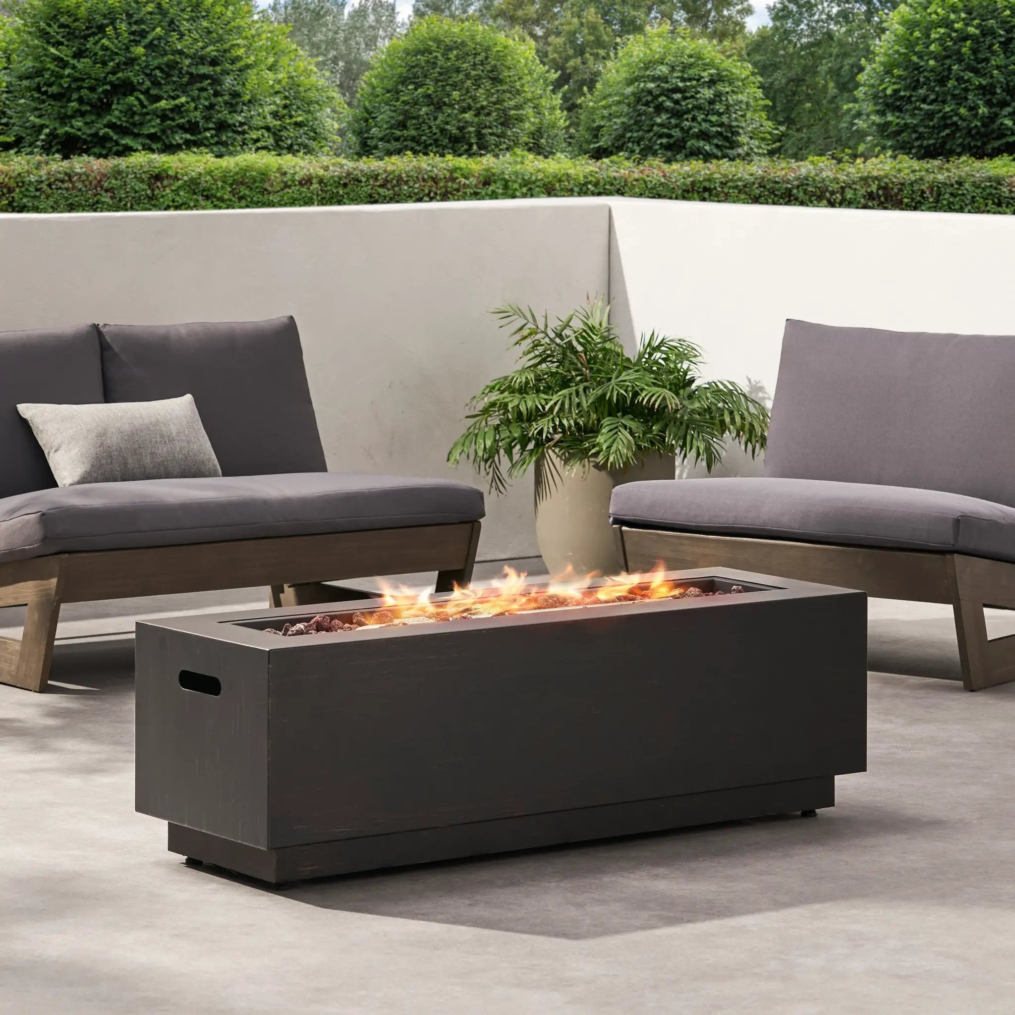 Modern Dark Grey 40' Outdoor Iron Propane Fire Pit by HouseOfZazla