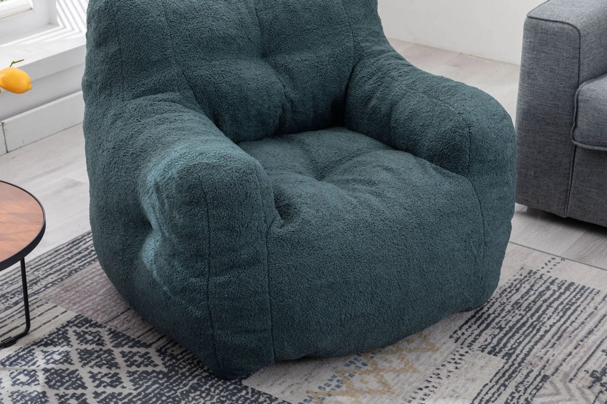 Soft Teddy Fabric Tufted Foam Bean Bag Chair With Teddy Fabric by Unique Piece Furniture