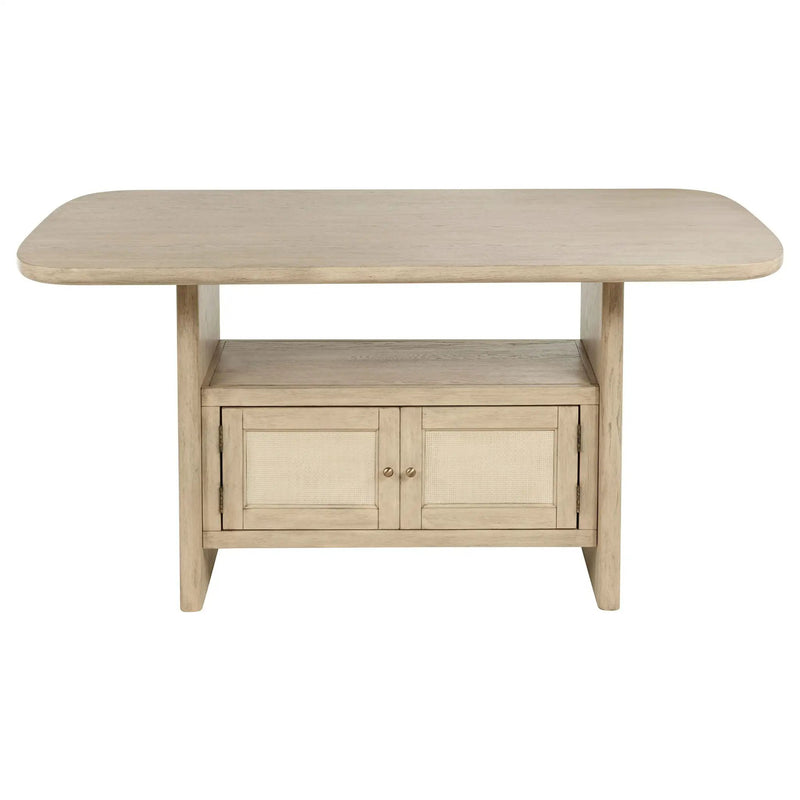 Kailani Cane Counter Height Storage Dining Table Beige Oak by Unique Piece Furniture