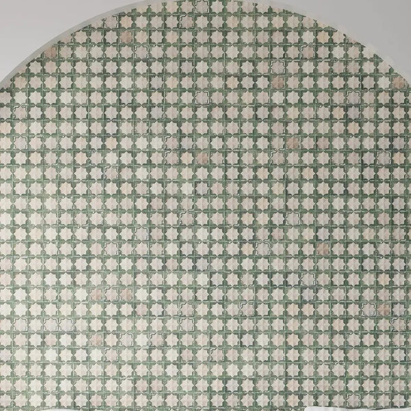 Russian Green Beige 12x22 Matte Glossy Rectangle with Star Details Porcelain Large Format Tile (7 pack, 13.03 sq ft/case)