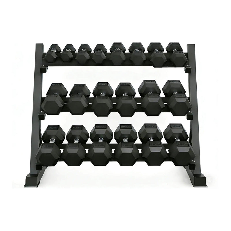 Rovix 450-Pounds Rubber Hex Dumbbell Set With Rack (SAK90714) by SAKSBY WHOLESALE