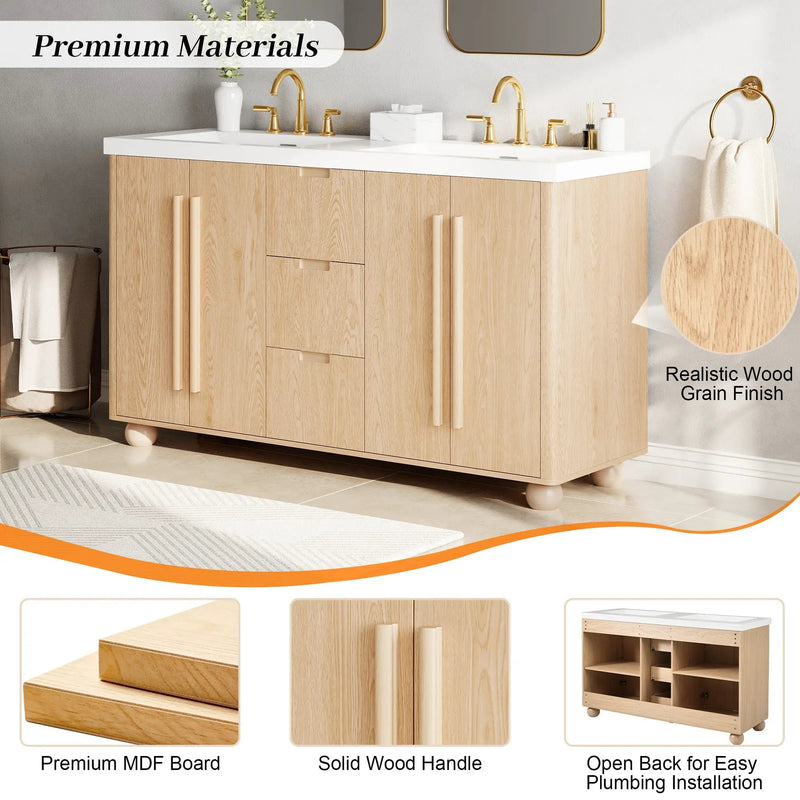 58.3" Bathroom Vanity Cabinet With 3 Drawers & 4 Doors by HouseOfZazla