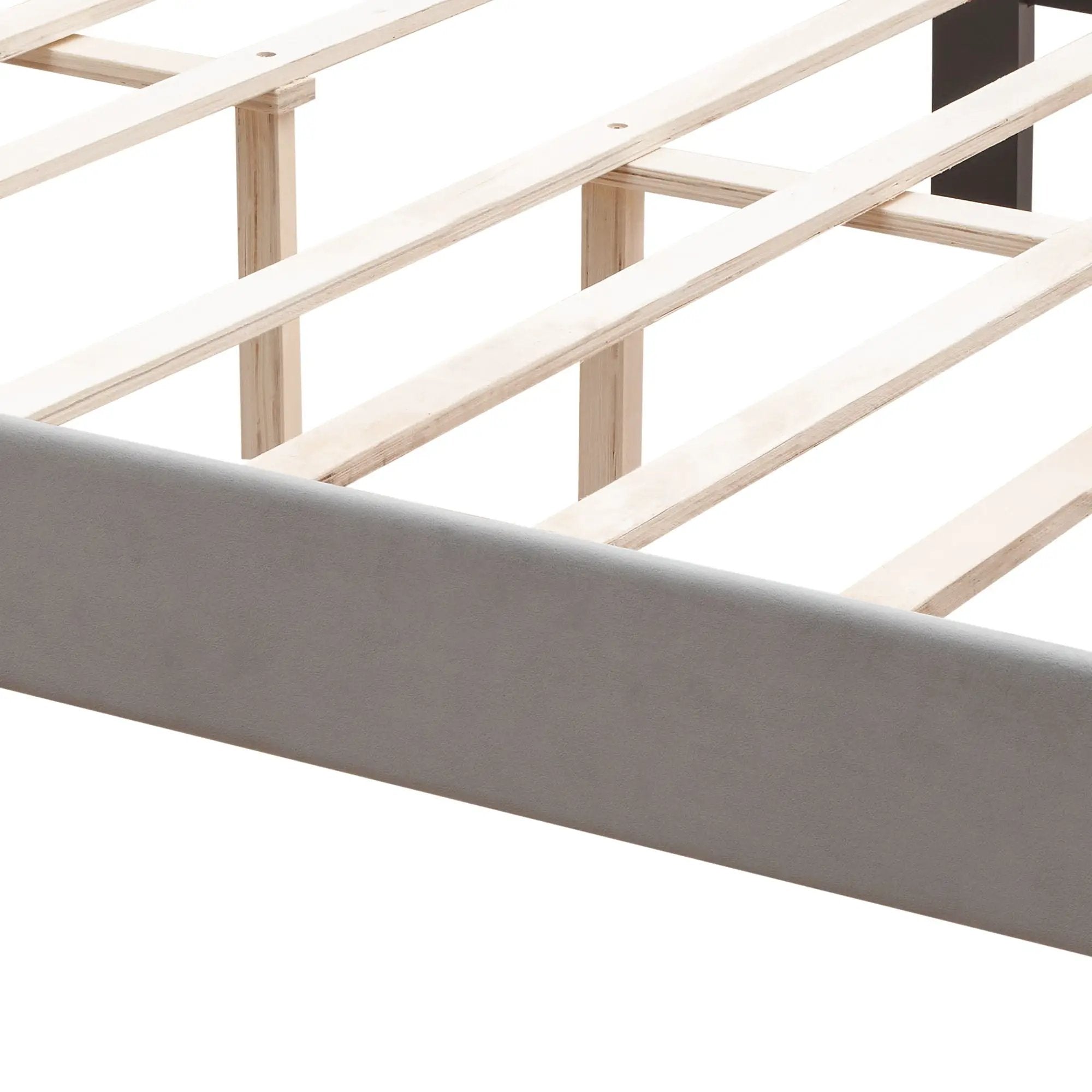 Queen Platform Upholstered Bed Button Tufted With Curve Design, Strong Wood Slat Support - Gray by HouseOfZazla