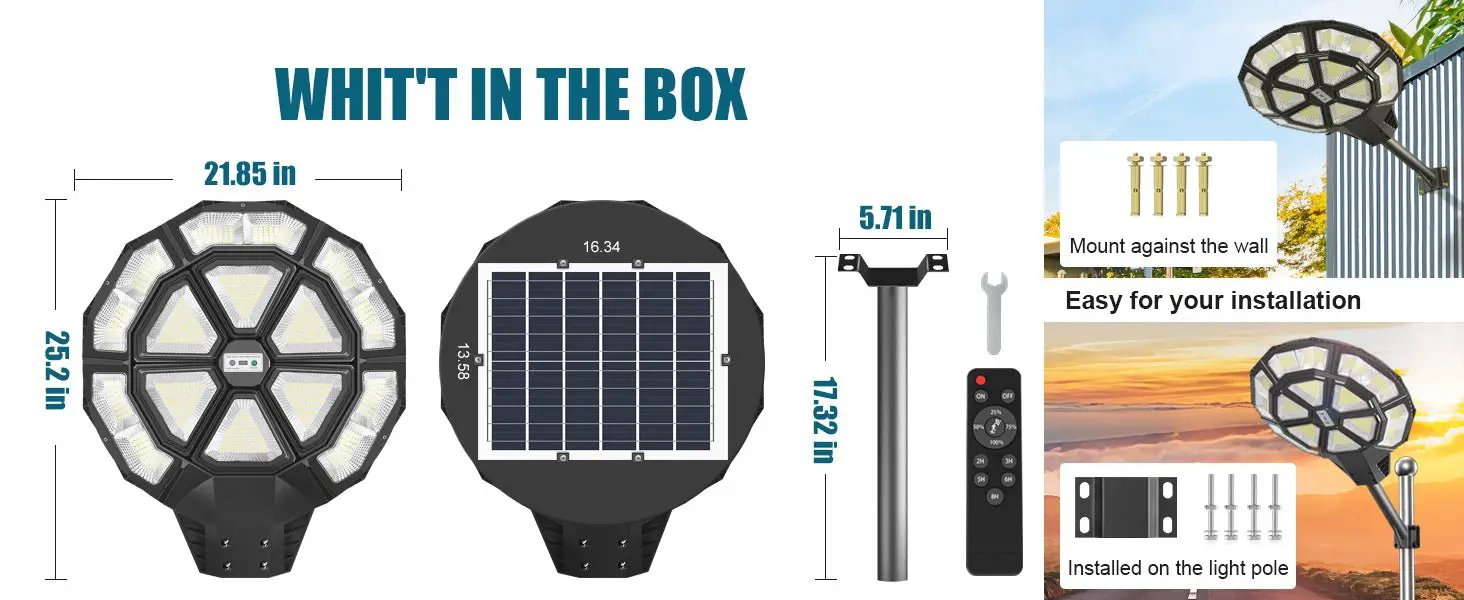 4500W Large Solar Street Lights Outdoor - Commercial Grade Solar Powered Street Light 120000LM with Remote by Outdoor Solar Outlet
