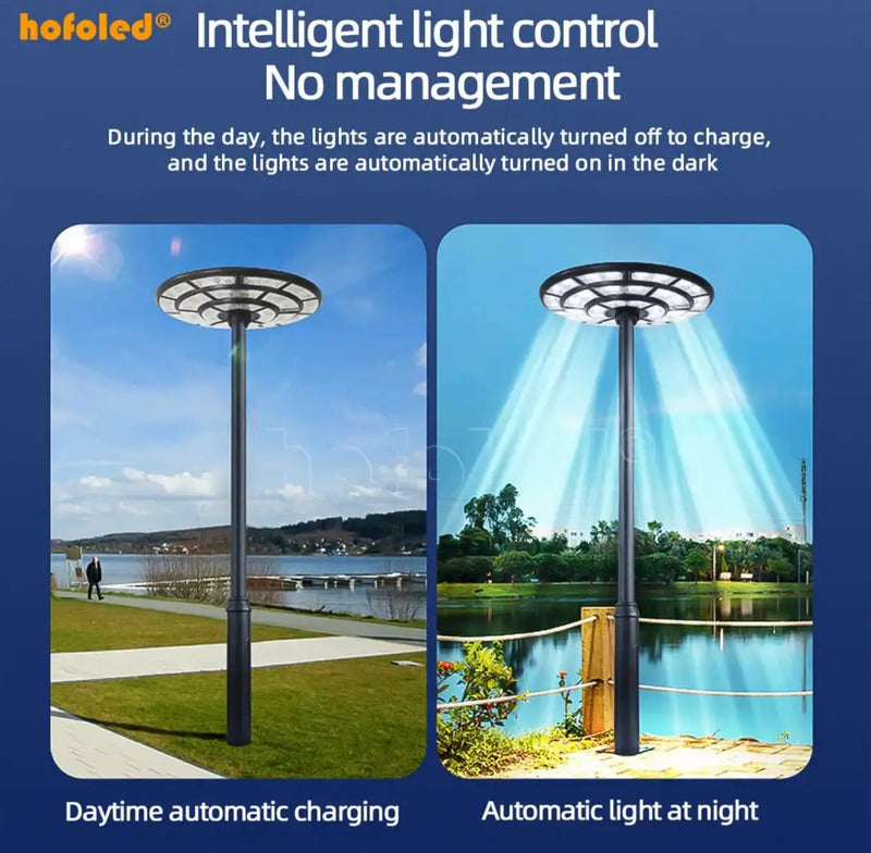 4500W Solar Outdoor Light Round 360° Wide Angle UFO Garden Pole And Wall Street Lights with Remote by Outdoor Solar Outlet