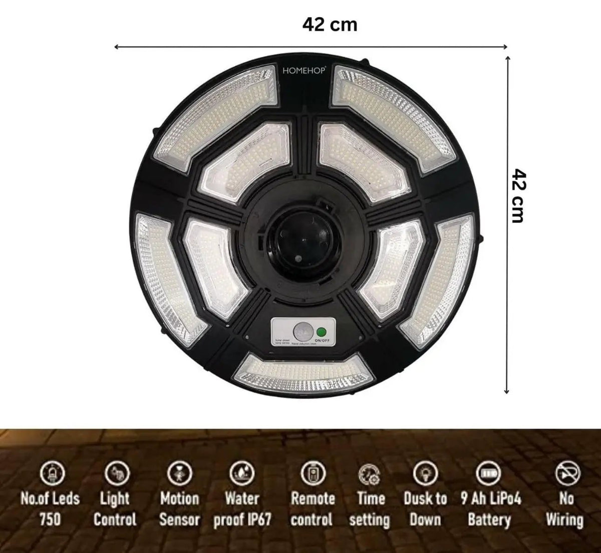 4500W Solar Outdoor Light Round 360° Wide Angle UFO Garden Pole And Wall Street Lights with Remote by Outdoor Solar Outlet