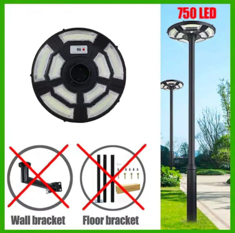 4500W Solar Outdoor Light Round 360° Wide Angle UFO Garden Pole And Wall Street Lights with Remote by Outdoor Solar Outlet
