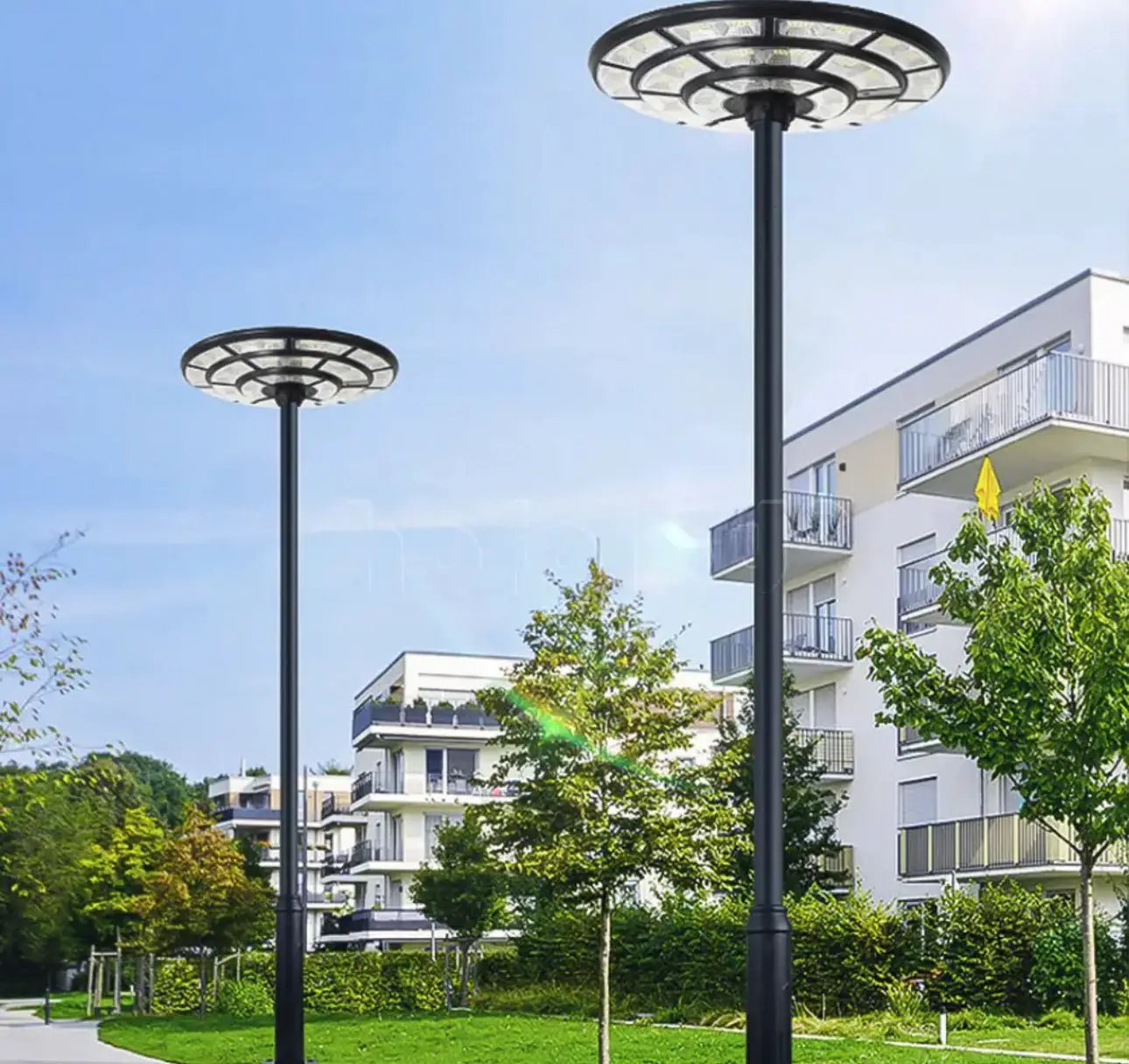 4500W Solar Outdoor Light Round 360° Wide Angle UFO Garden Pole And Wall Street Lights with Remote by Outdoor Solar Outlet
