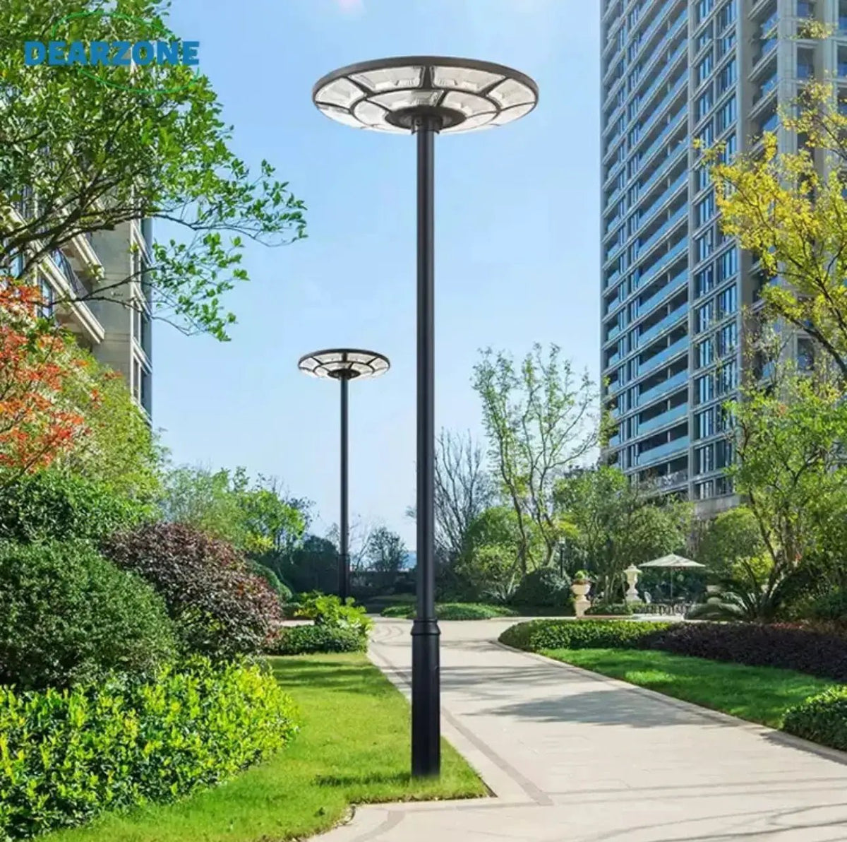 4500W Solar Outdoor Light Round 360° Wide Angle UFO Garden Pole And Wall Street Lights with Remote by Outdoor Solar Outlet