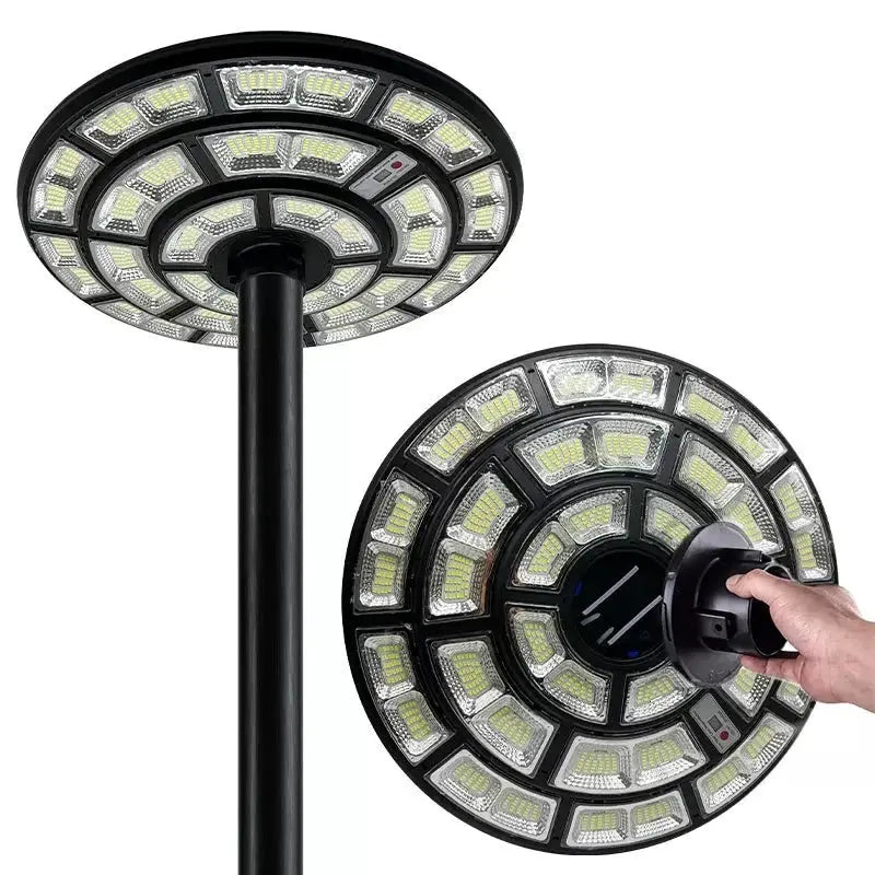 4500W Solar Outdoor Light Round 360° Wide Angle UFO Garden Pole And Wall Street Lights with Remote by Outdoor Solar Outlet
