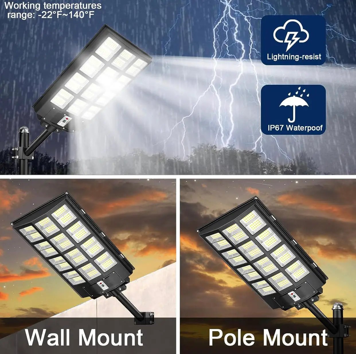 4500W Solar Street Light Outdoor, 250000LM 6500K with Mobile App Remote Control Dusk to Dawn LED Motion Sensor by Outdoor Solar Outlet