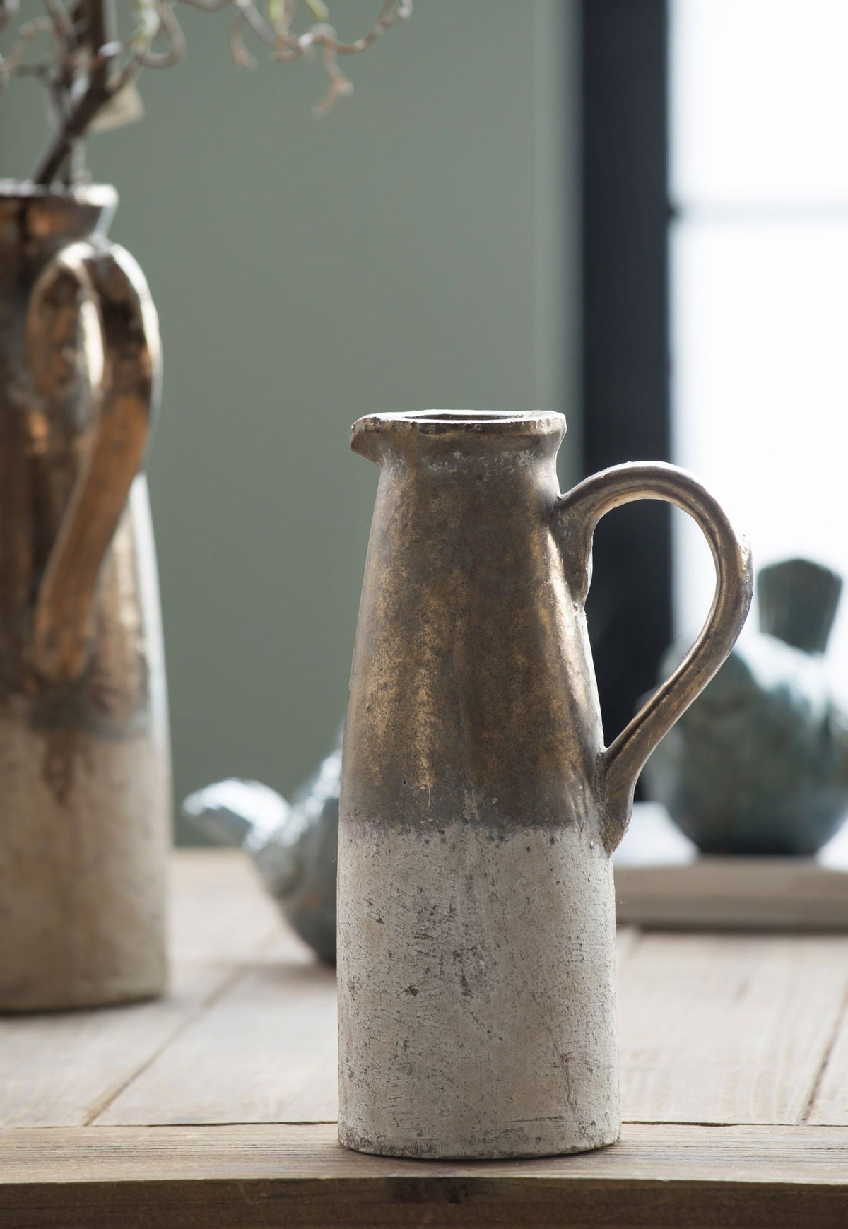 Gold Terracotta Pitcher Vase with Durable Ceramic Construction - Gold, photo 12 of 23