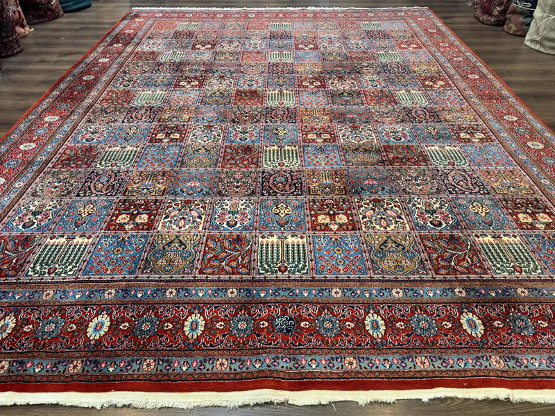 Wonderful Persian Qum Rug 10x13, Panel Design, Fine 260 KPSI, Signed, Red Multicolor by Jewel Rugs