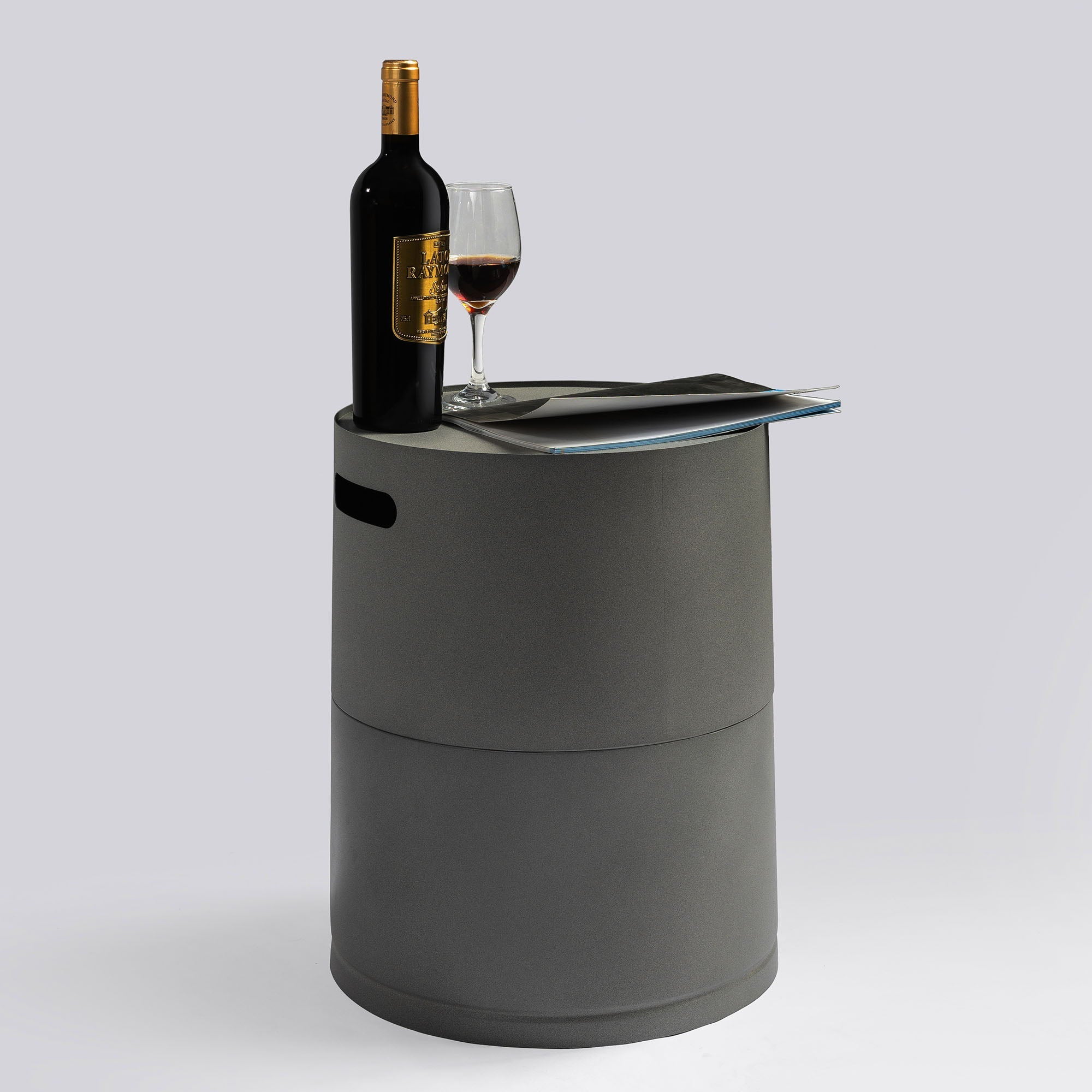 Propane Tank Cover Round Tank Holder Hide Away Side Table - Gray by HouseOfZazla