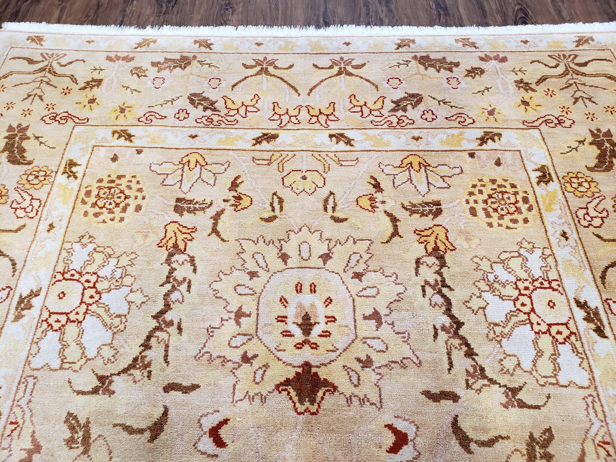Vintage Turkish Oushak Area Rug 6x9, Wool Hand-Knotted by Jewel Rugs