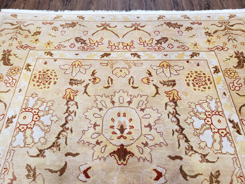 Vintage Turkish Oushak Area Rug 6x9, Wool Hand-Knotted by Jewel Rugs