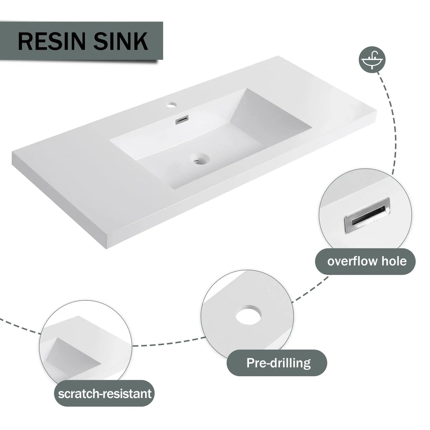 Modern Freestanding Bathroom Vanity With Resin Sink & Soft Close Cabinet Doors by Unique Piece Furniture