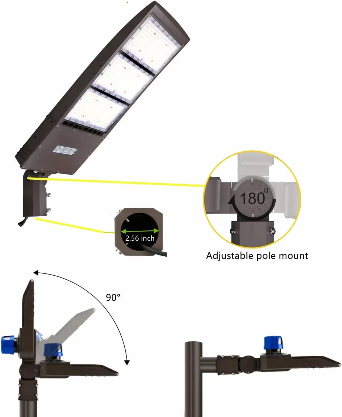 450W Dimmable LED Parking Lot Light Hard Wire 5000K Daylight 63000LM 140lm/w, Outdoor LED Shoebox Lights, UL/DLC Commercial Lighting Fixture by Outdoor Solar Outlet