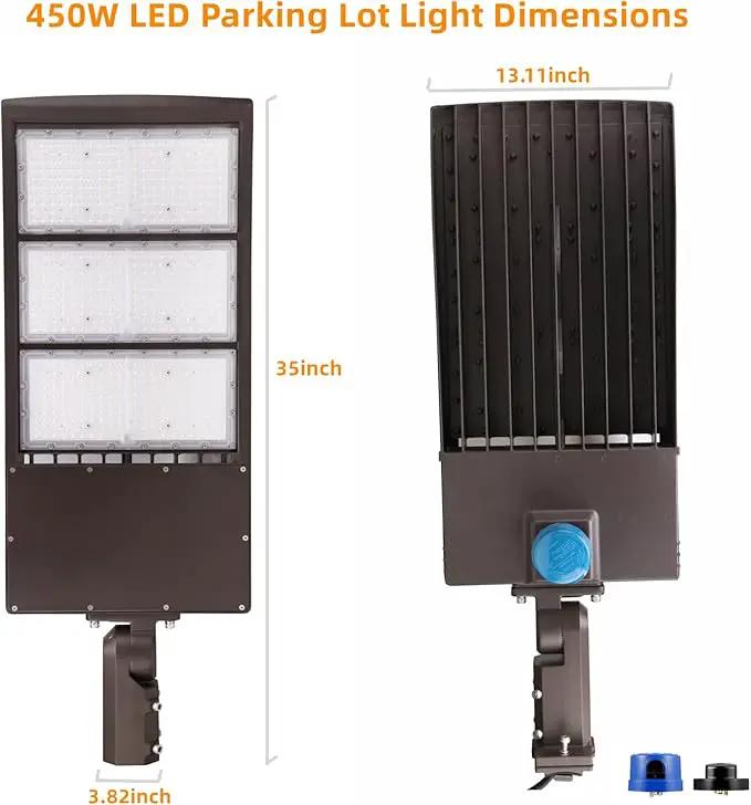 450W Dimmable LED Parking Lot Light Hard Wire 5000K Daylight 63000LM 140lm/w, Outdoor LED Shoebox Lights, UL/DLC Commercial Lighting Fixture by Outdoor Solar Outlet