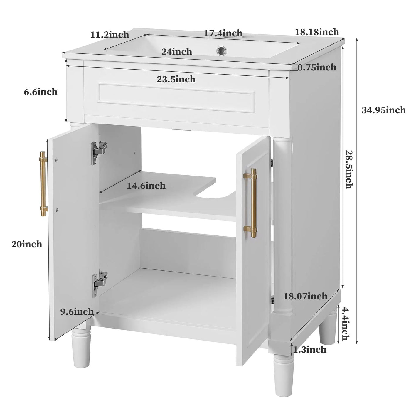 Bathroom Vanity With Integrated Sink and 2 Door Cabinet by HouseOfZazla