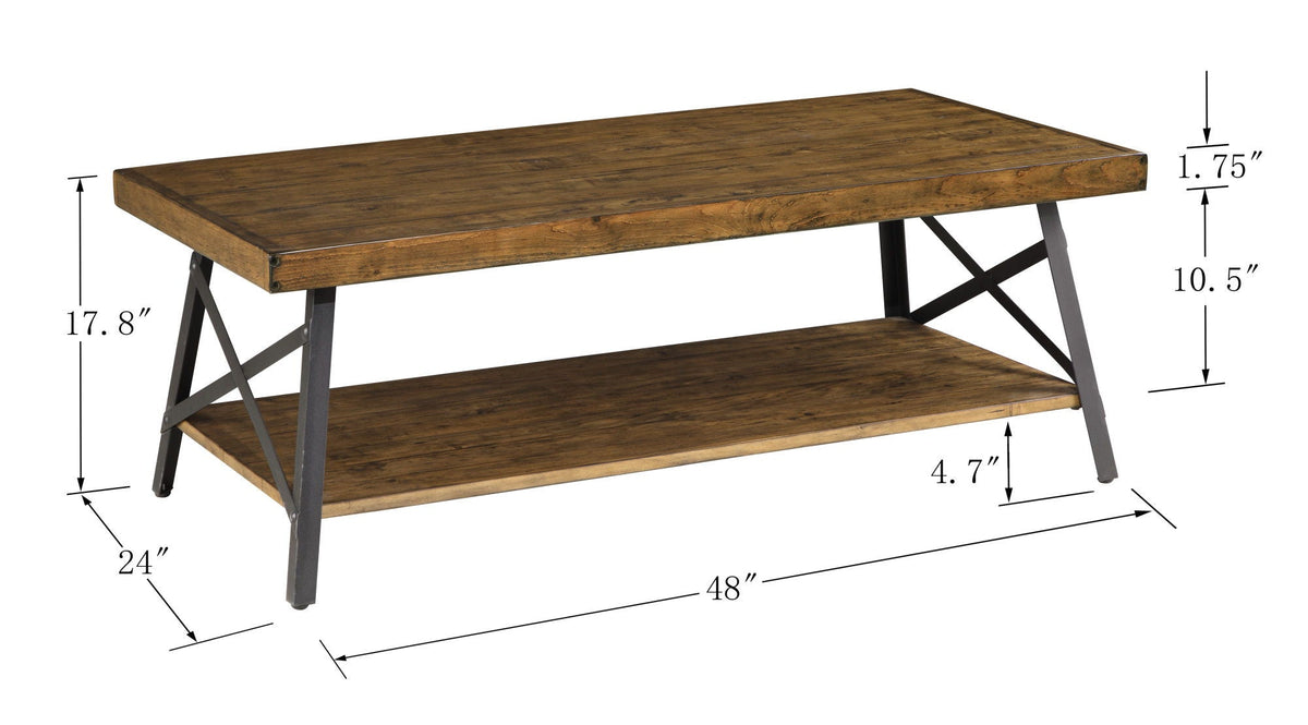Modern Rustic Style Coffee Table with Spacious Top - Light or Dark Brown, photo 7 of 12