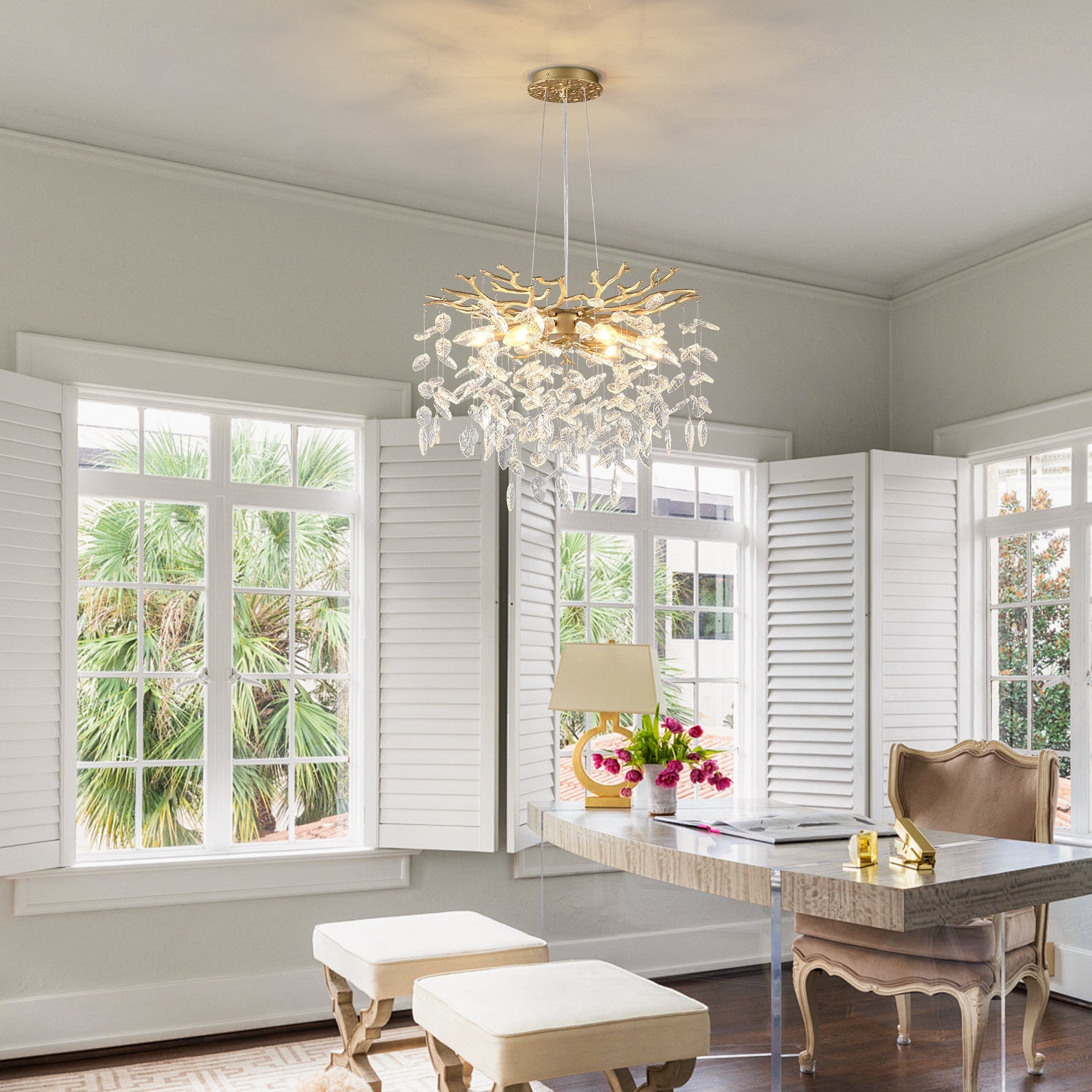6-Light Chandelier Crystal Ceiling Lamp - Gold Finish by HouseOfZazla