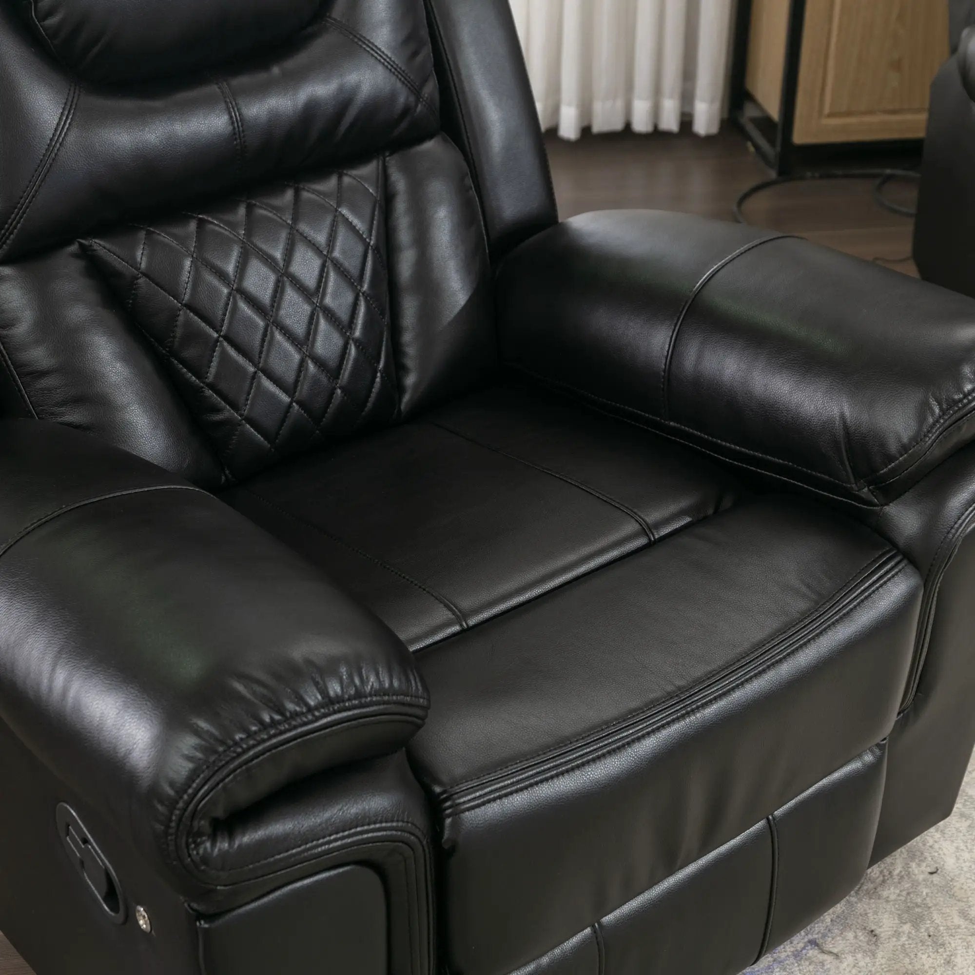 Home Theater Seating Manual Recliner Chair, Led Light Strip For Living Room - Black by HouseOfZazla