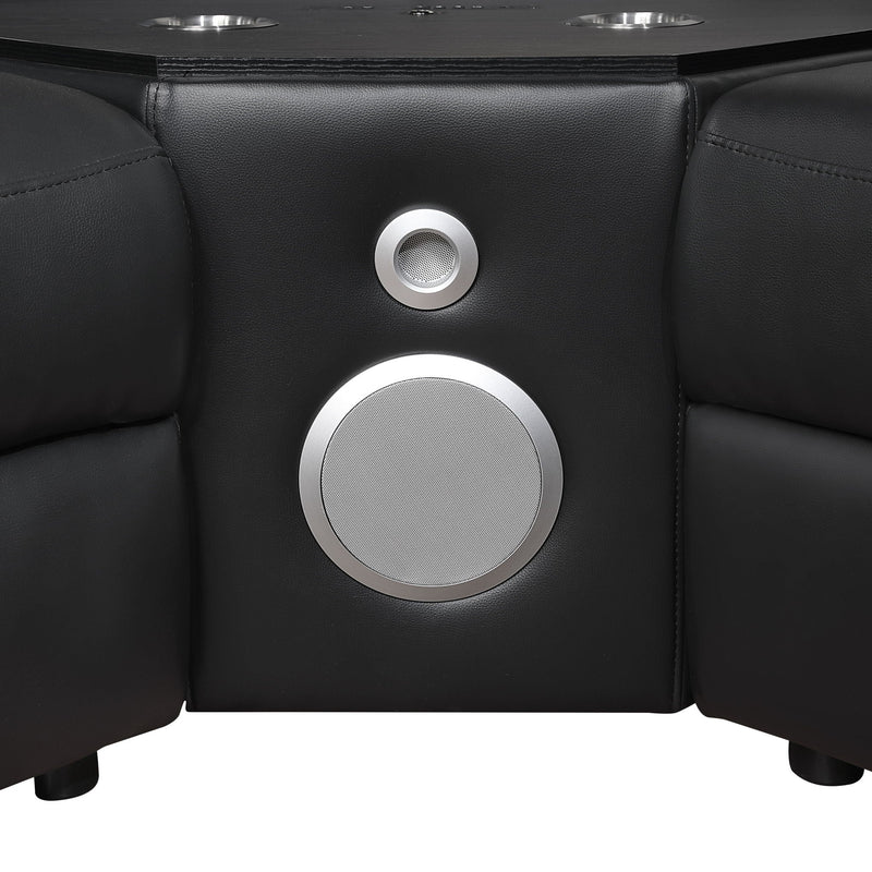 Nova - Sectional With Bluetooth Speaker, LED And Lifting Wine Cabinet by HouseOfZazla