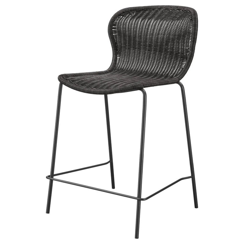 Mckinley Faux Rattan Metal Counter Chair Brown (Set of 2) by Unique Piece Furniture