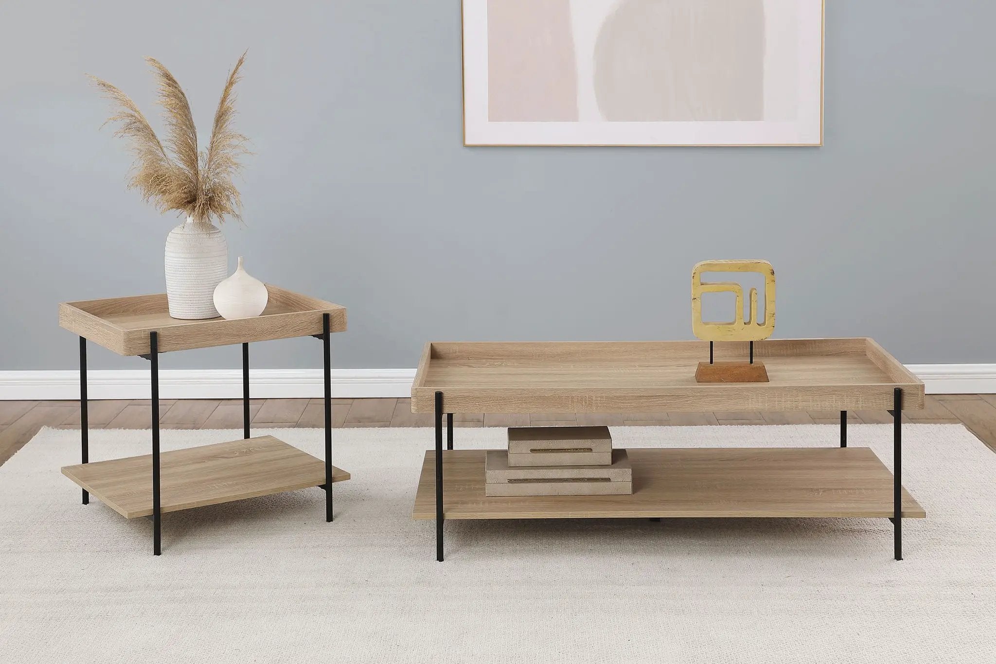 Fallon Square Engineered Wood End Table Light Brown by Unique Piece Furniture