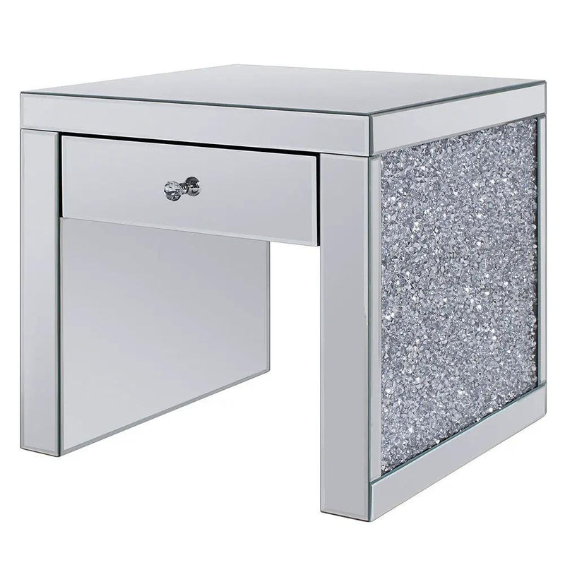 Noralie - 24" Square End Table - Mirrored & Faux Diamonds by Unique Piece Furniture
