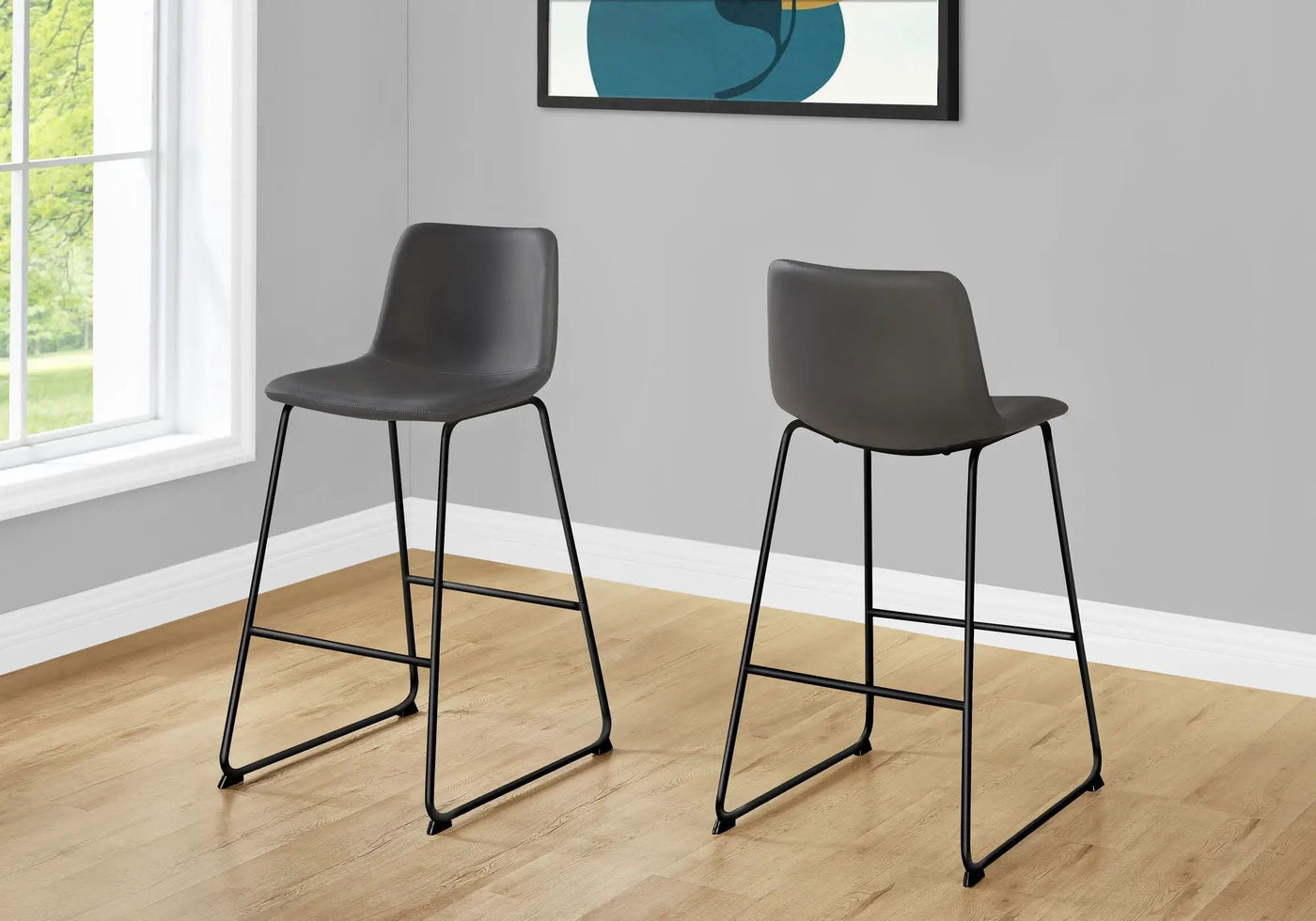 Bar Height Office Chair with Curved Backrest and Leather-Look Upholstery by HouseOfZazla
