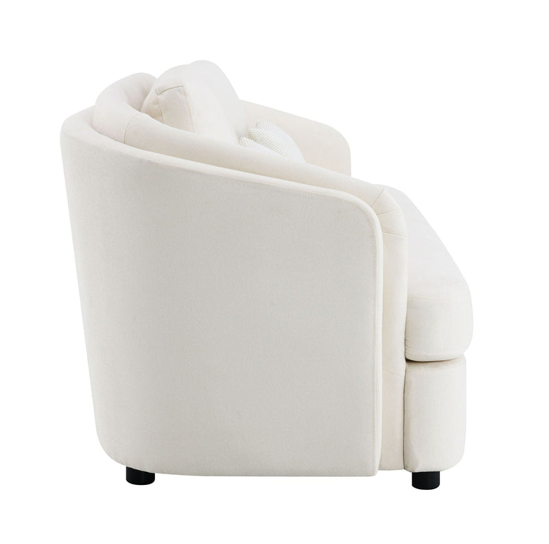 Mariko - Linen Sofa With 2 Toss Pillows - Beige by HouseOfZazla