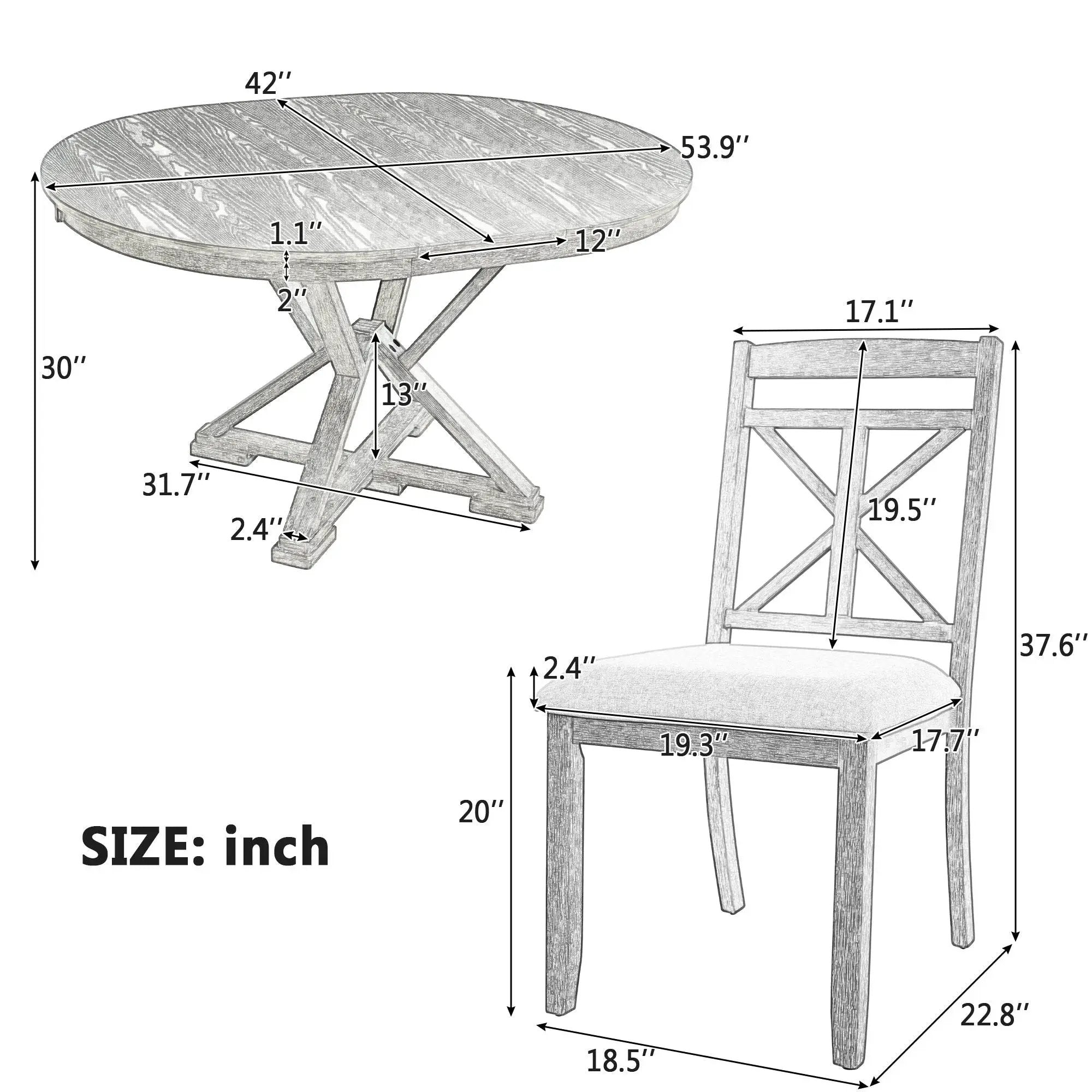 Dining Set With Extendable Round Table And 4 Upholstered Chairs by HouseOfZazla
