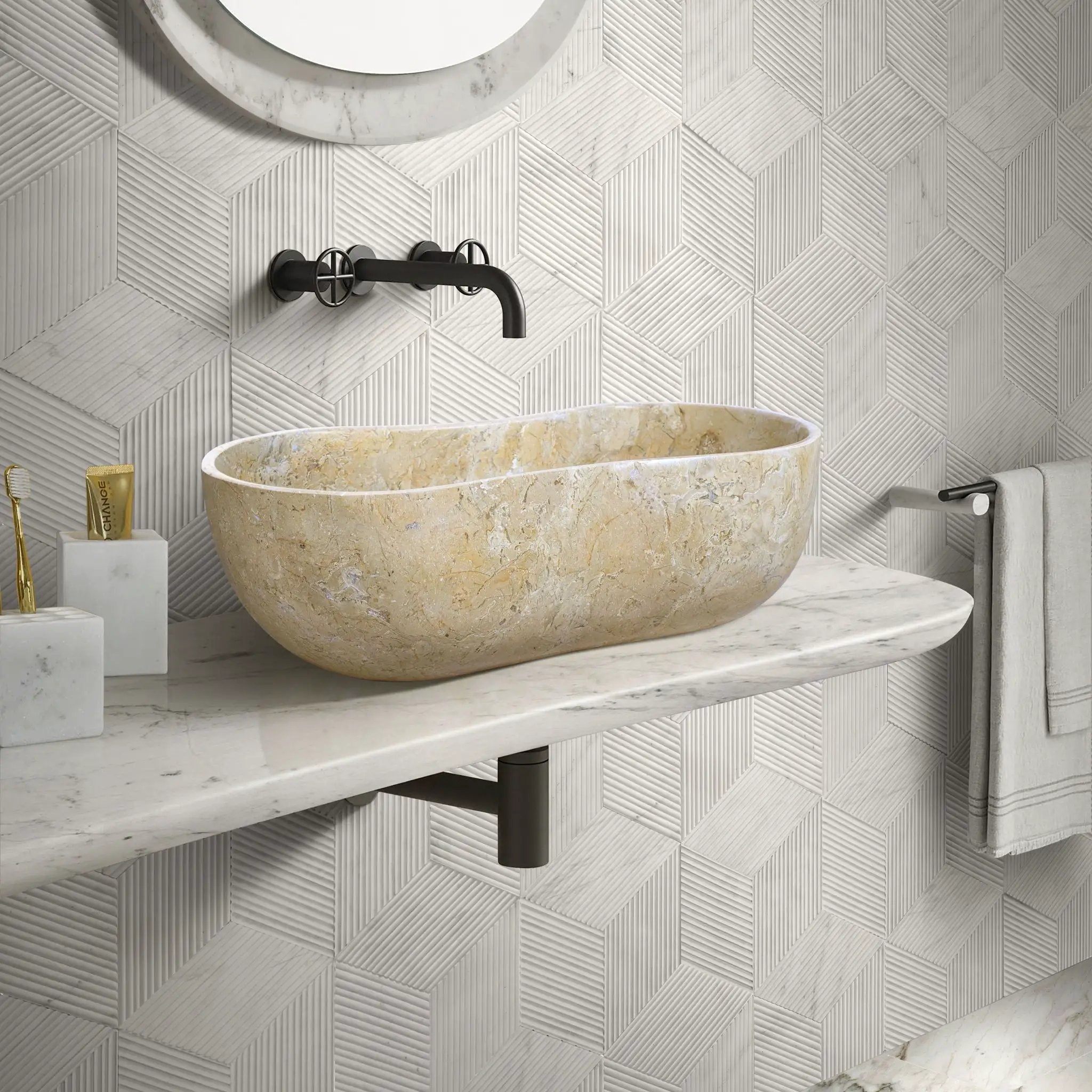 Bathroom Vessel Sink With Wavy Design by HouseOfZazla