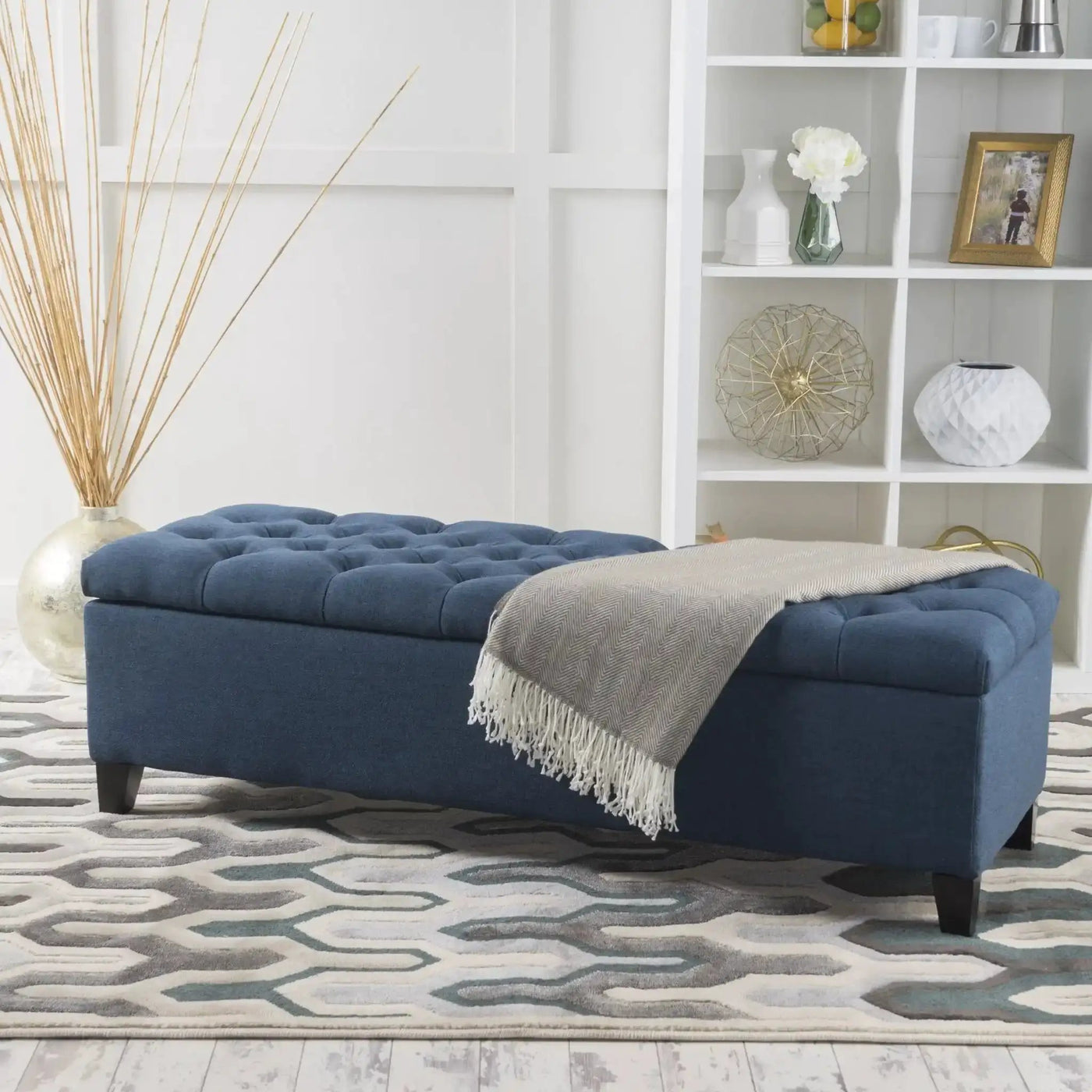Glouster Contemporary Storage Ottoman with Button Tufted Design by HouseOfZazla