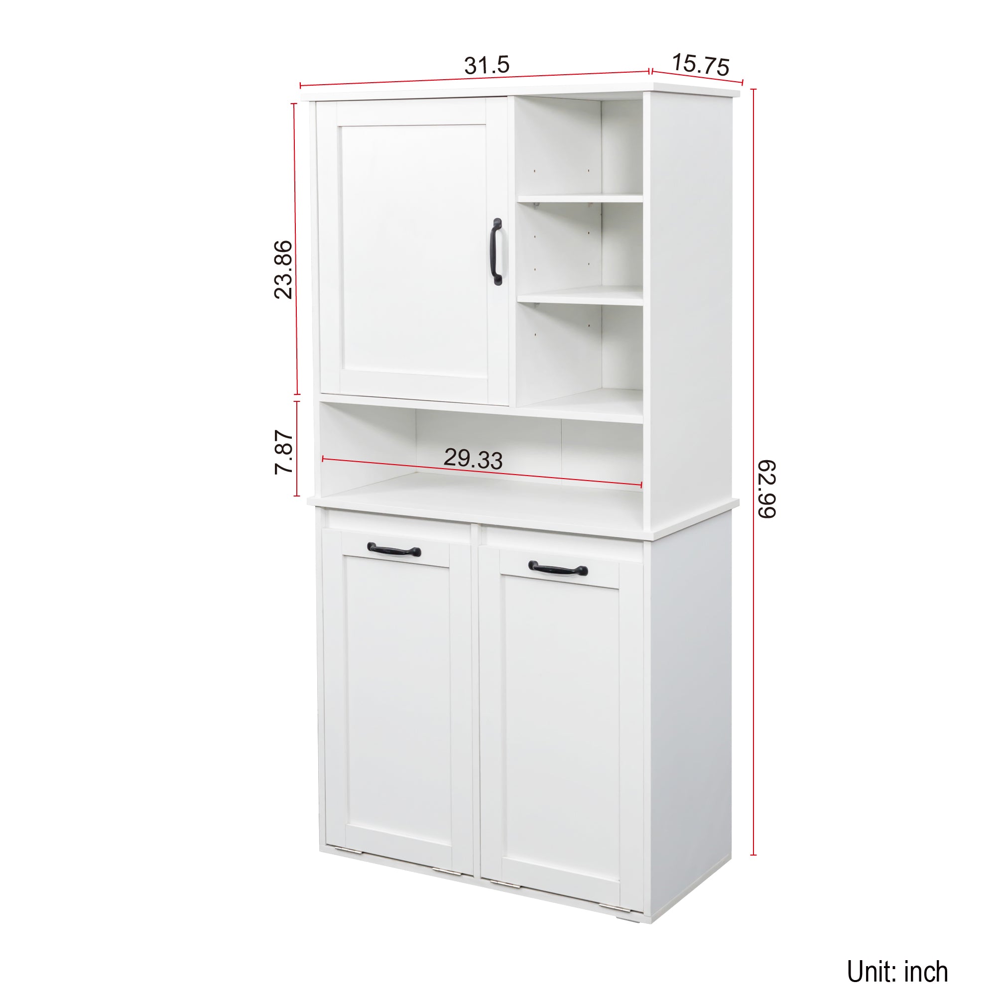 Laundry Cabinet with Doors and Shelf, Tilt-Out Laundry Hamper, Multiple Storage Space by HouseOfZazla