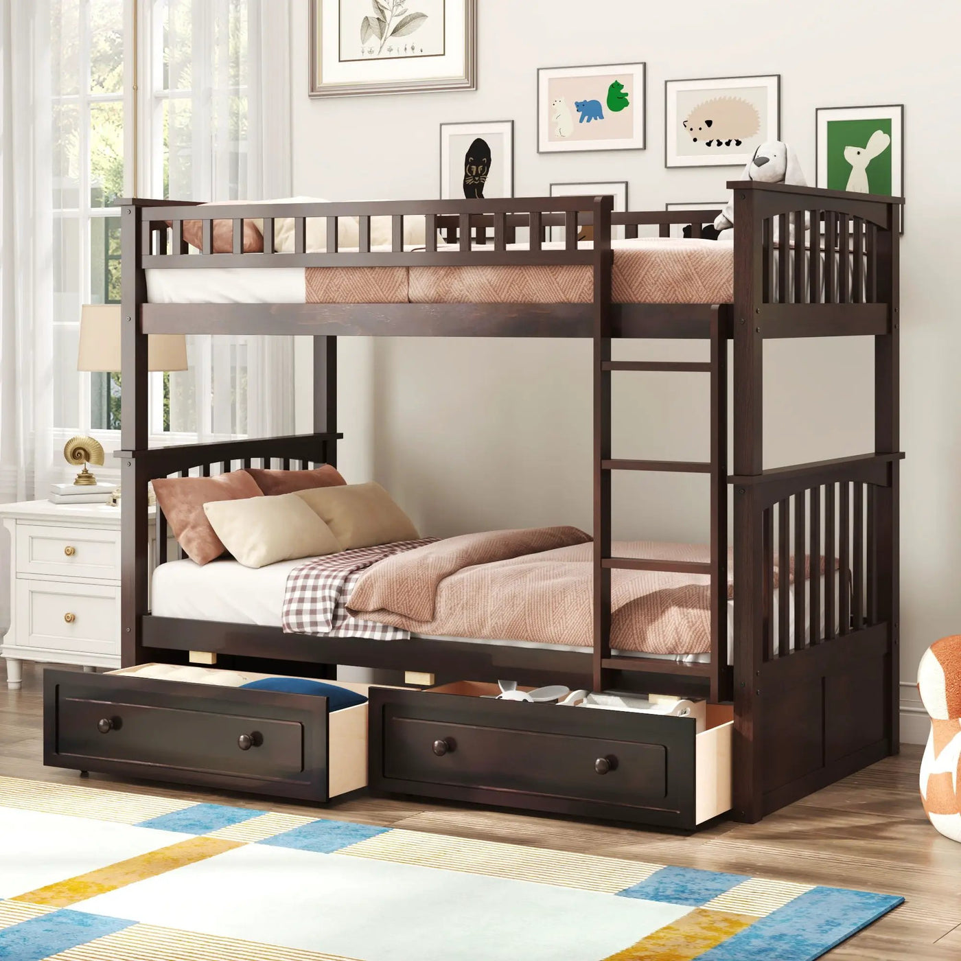 Bunk Bed With Drawers, Convertible Design by HouseOfZazla