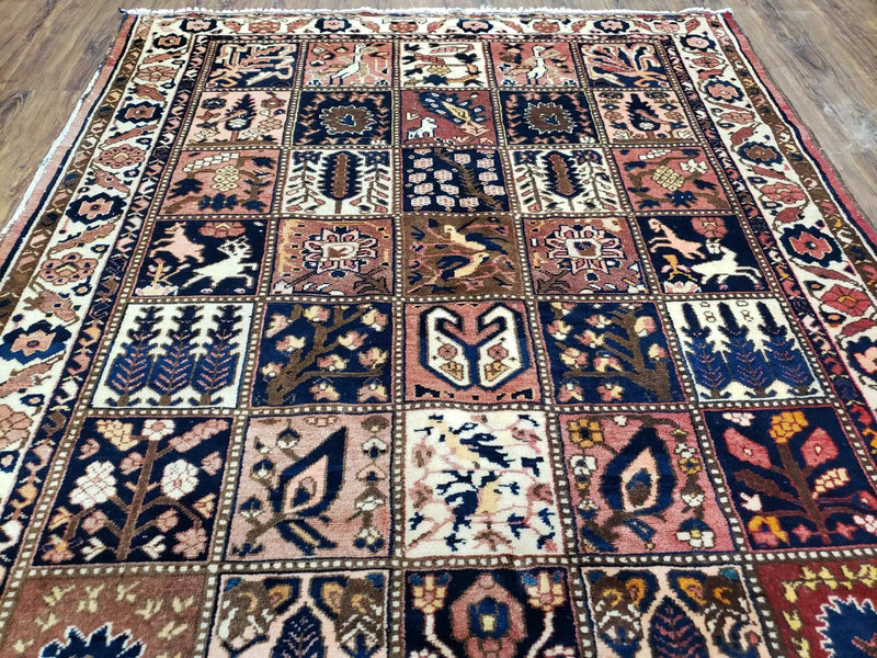 Antique Persian Bakhtiari Rug circa 1920s, Kheshti Panel Design, Wool, Hand-Knotted, 5'3" x 10' by Jewel Rugs