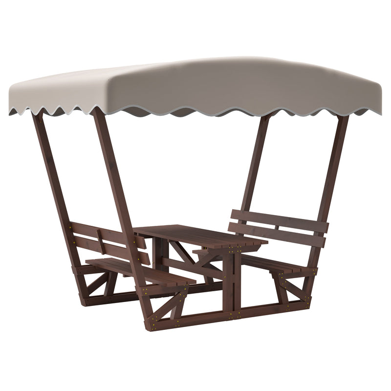 Outdoor Waterproof Solid Wood Picnic Table and Bench Set with Removable Canopy by HouseOfZazla