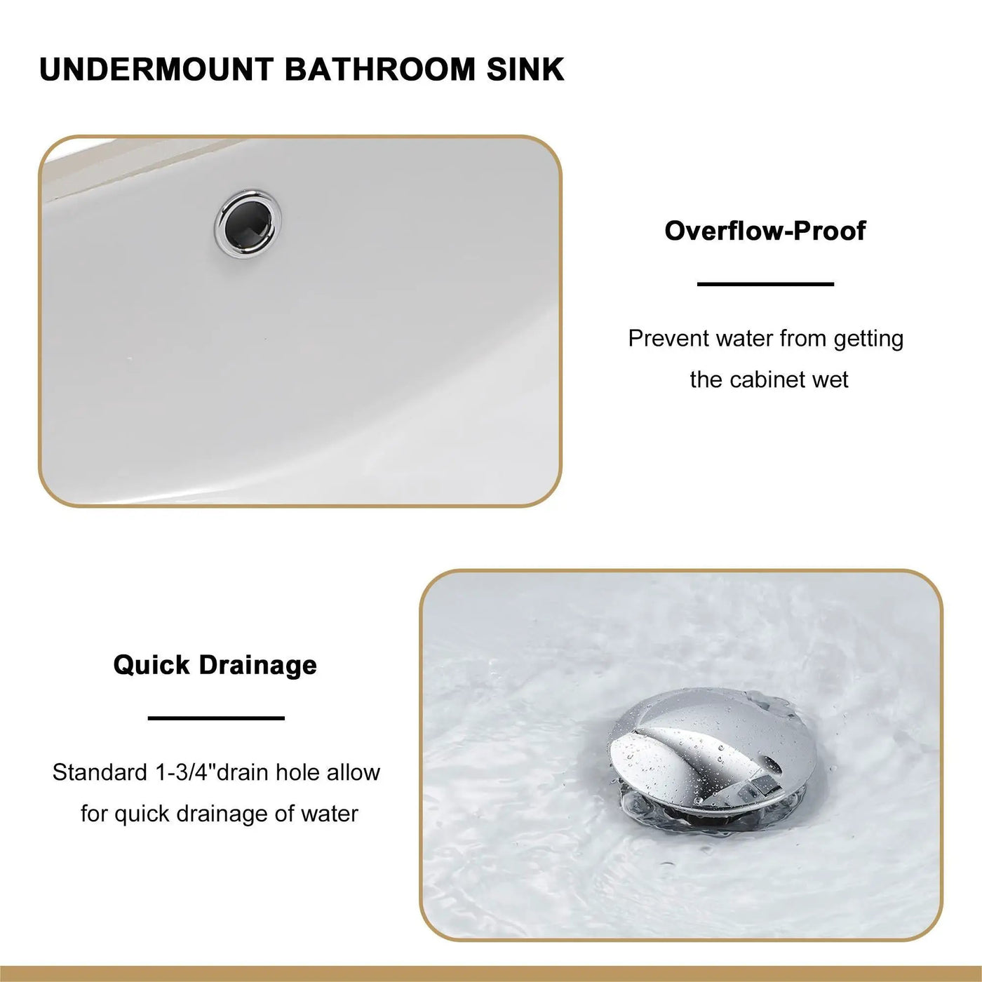 European Style Ceramic Rectangular Undermount Bathroom Sink With Overflow by HouseOfZazla