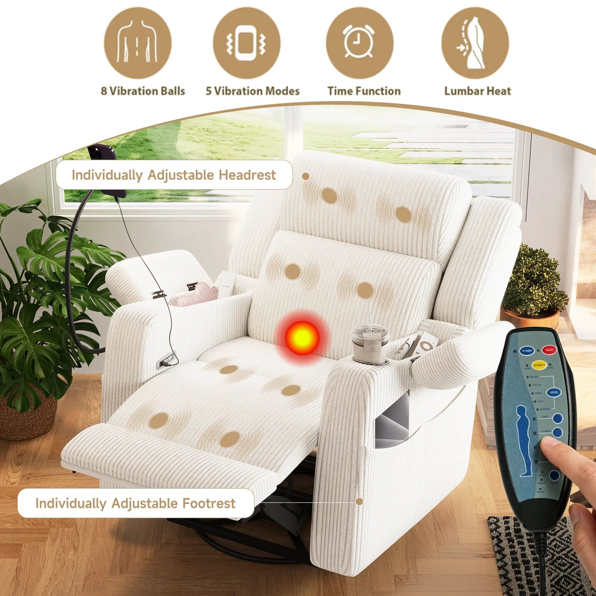 Electric Power Recliner Chair with Heat and Massage by HouseOfZazla