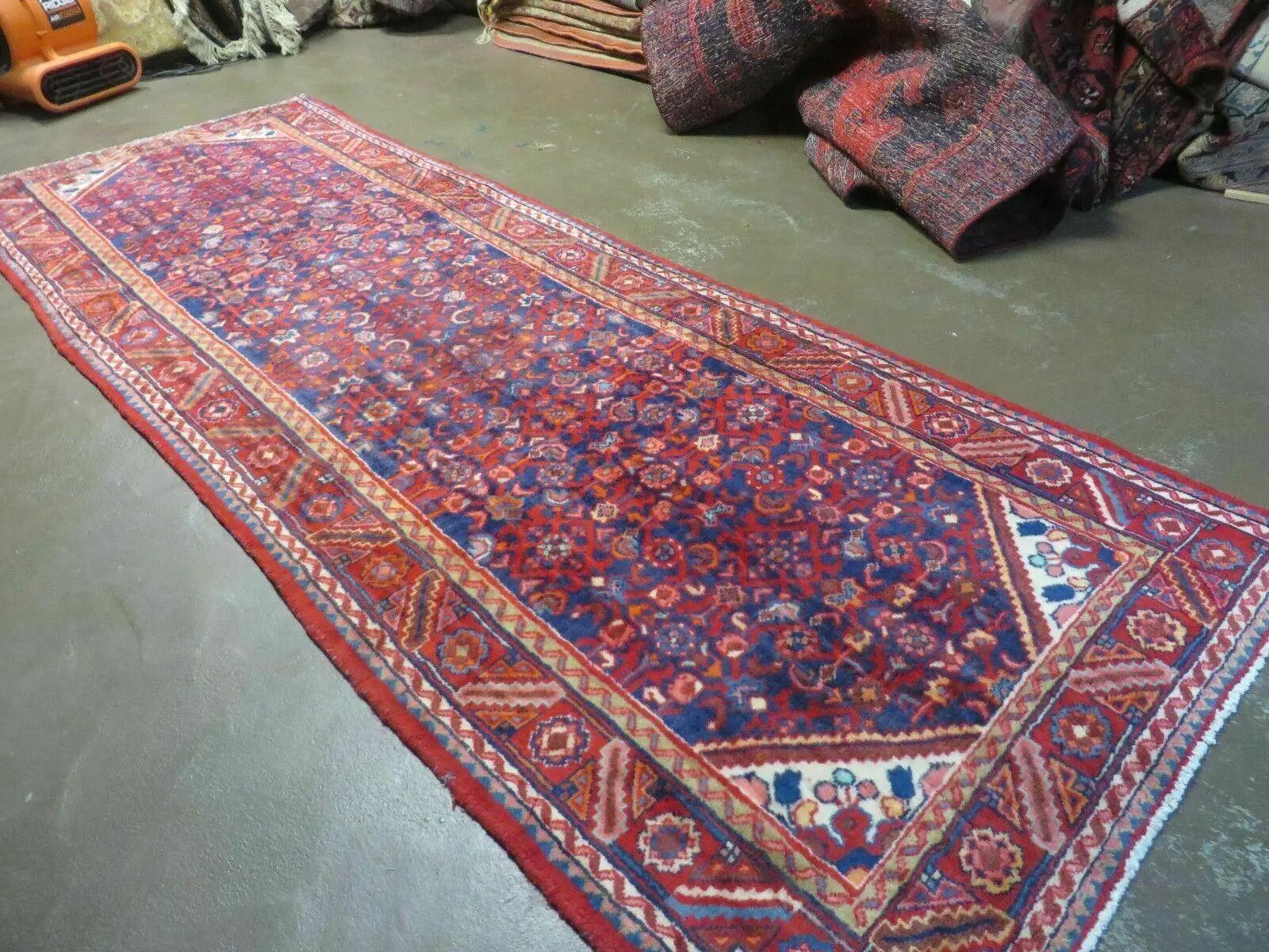 3' 6" X 10' 4" Antique Handmade India Floral Oriental Wool Runner Rug # 128 by Jewel Rugs
