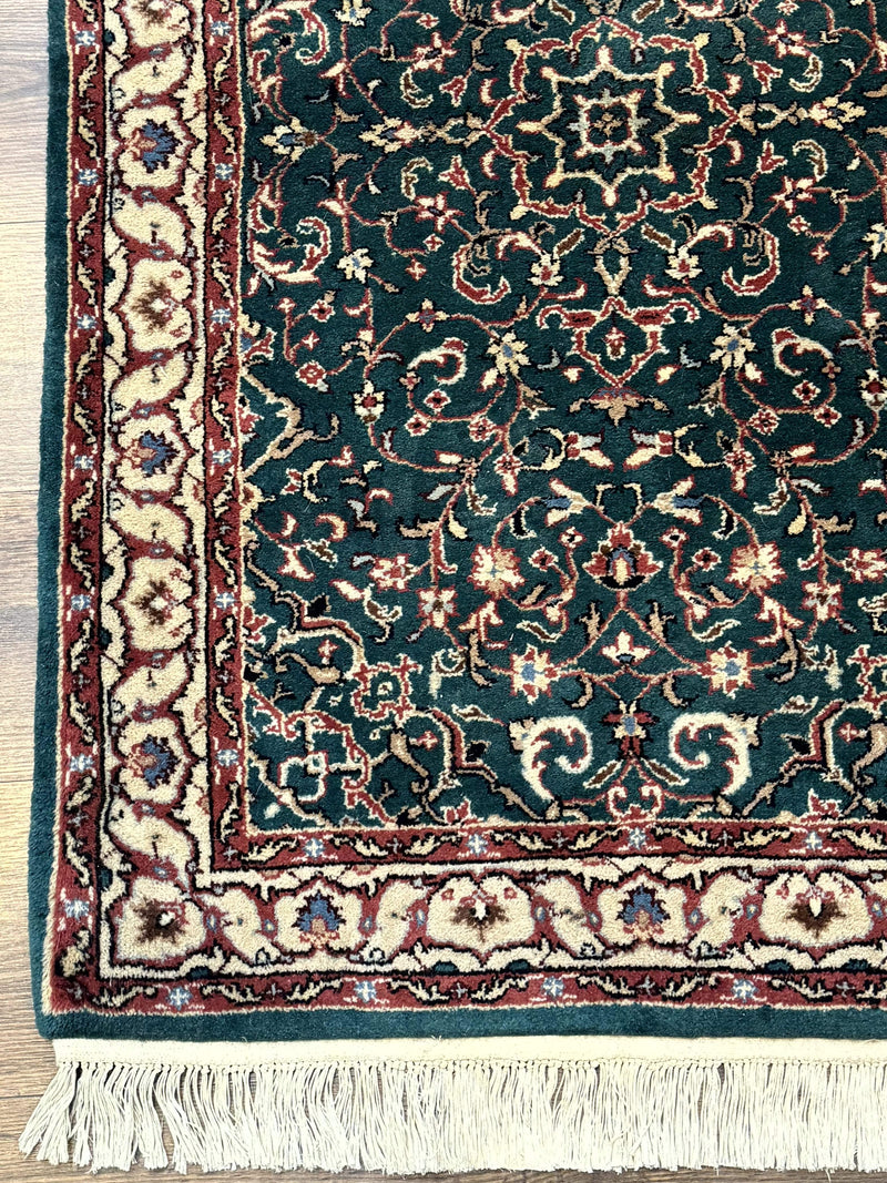 Dark Green Indo Persian Rug 2.5 x 4, Hand Knotted Wool Small Oriental Carpet by Jewel Rugs