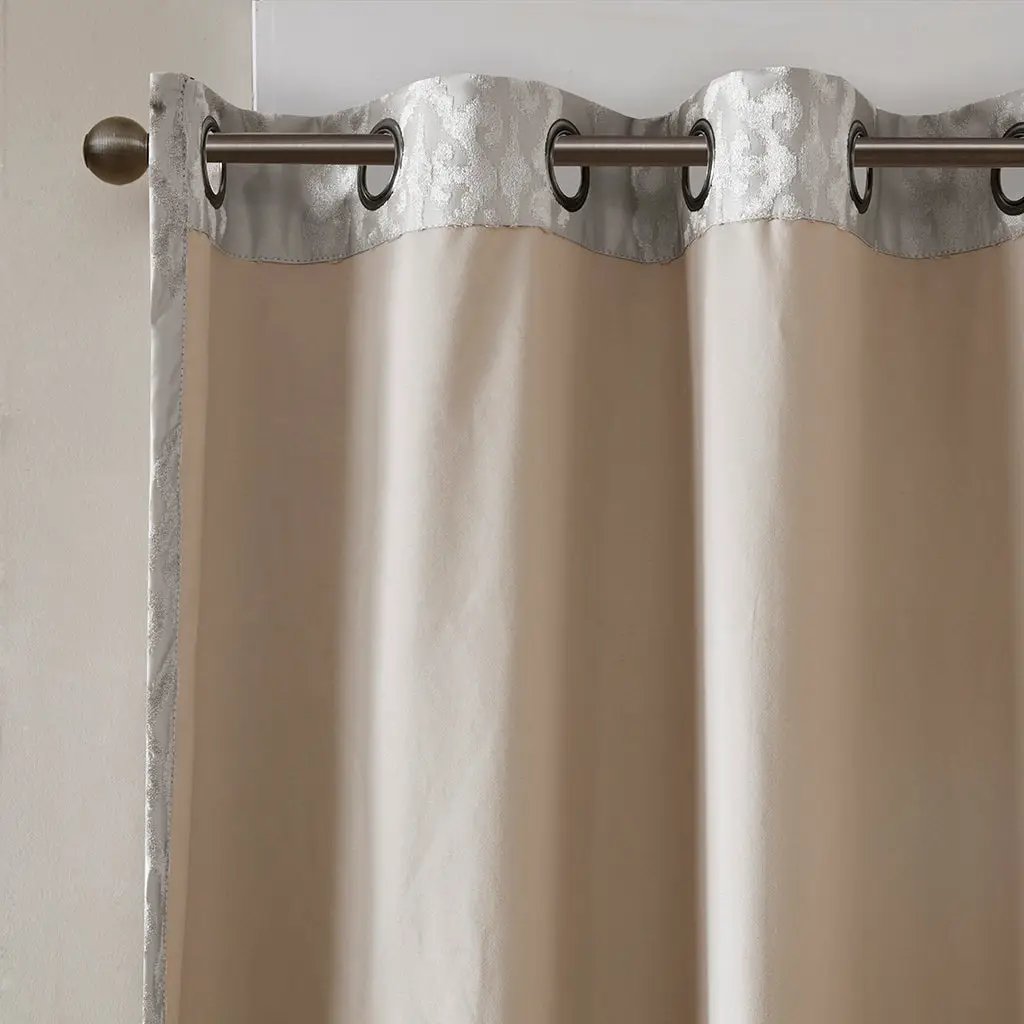 Knitted Jacquard Damask Total Blackout Grommet Top Curtain Panel by HouseOfZazla