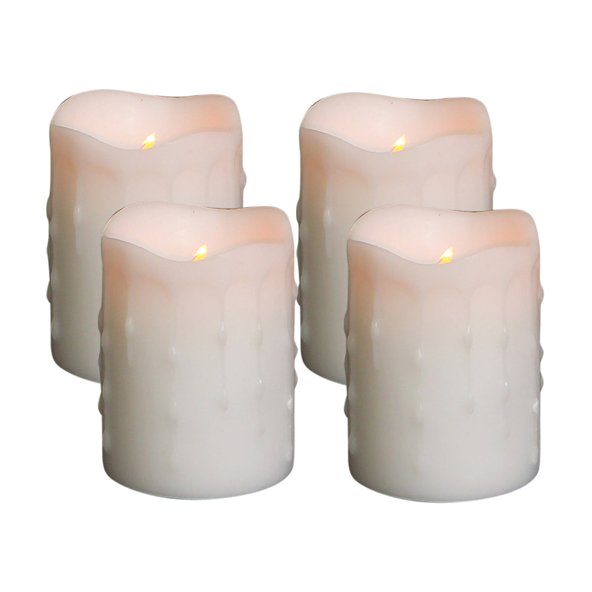 LED Drip Wax Pillar Candles Set of 4